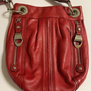 B. Makowsky Red Soft Pebble Leather Crossbody Bag